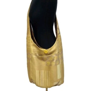 Cross body,hippie,large messenger golden bag hand made with two pockets - Picture 1 of 9