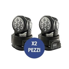 X 2 PROIETTORI LED RGB TESTA MOBILE ROTANTE EFFETTI DISCO DISCOTECA 7 LED LUCE
