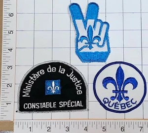 3 VINTAGE QUEBEC JUSTIZMINISTERIUM CONSTABLE LILIENBLUMEN AUFNÄHER SET - Bild 1 von 1