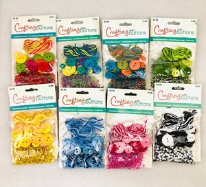 Lot of 8 Blumenthal Lansing Assorted "Crafting with Buttons" w/ Embellishments - Picture 1 of 5