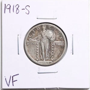 1918-S 25C Standing Liberty Quarter Dollar in VF Condition #5515 - Picture 1 of 2