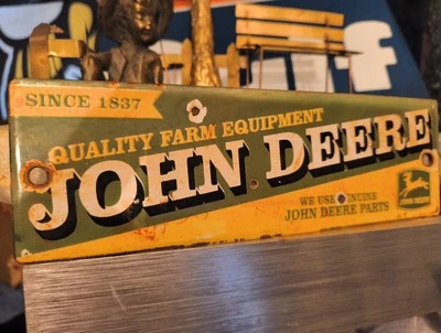 Vintage John Deere Porcelain Metal Sign Car Gas Oil Truck - Image 1 of 4