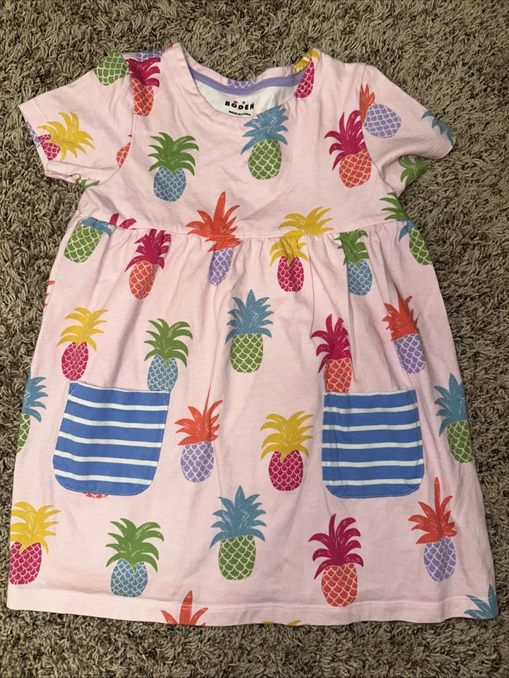 女童菠萝印花裙带口袋 — 第 1/1 张图片