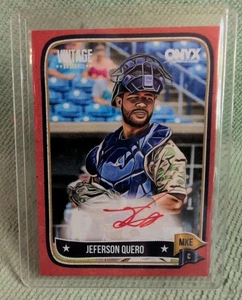 JEFFERSON QUERO 2024 ONYX On Card AUTO RED 9/25 Milwaukee Brewers  - Picture 1 of 4