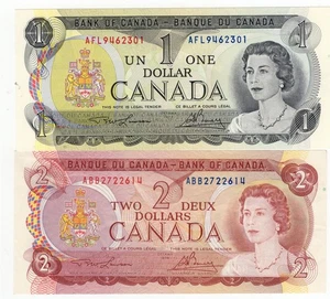 1973-4 CANADA $1-$2 PAIR SYPERB GEM #1112-23 - Bild 1 von 2