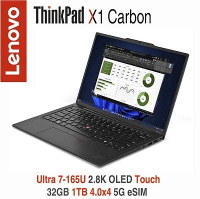 ThinkPad X1 Carbon Gen 12 Ultra 7 165U 2.8K OLED Touch 32GB 1T 5G 4Y PremierPlus - Image 1 of 4