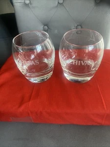 Chivas Regal Molded Swirl 8 Oz Whisky Rocks Glasses X2 Etched Logo New!! - Picture 1 of 6