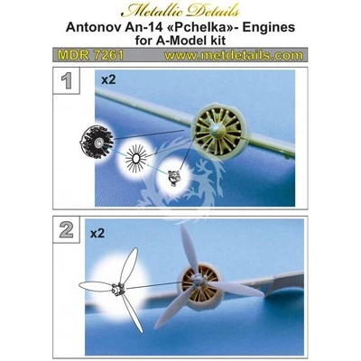 Antonov An-14 Pchelka Engines Metallic Details MDR7261 skala 1/72 - Immagine 1 di 4