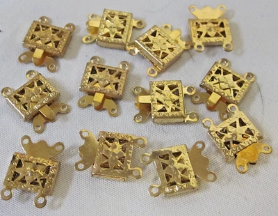 Bright Gold Tone 16mm BOX CLASPS Lot 2 Strand NECKLACE BRACELET Jewelry Repair - Image 1 of 4