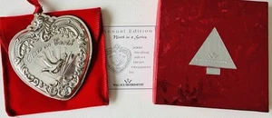 2000 Wallace Sterling Grande Baroque Heart PEACE ON EARTH Christmas Ornament 9th - Picture 1 of 4