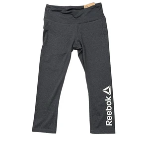 Reebok Charcoal Heather Capri Leggings Gym Yoga Running Stretch Women's XS - Picture 1 of 4
