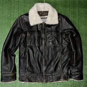 Wilson's Leather Med Lambskin WWII Bomber Jacket Sheep Wool Fur Aviator Coat - Picture 1 of 8
