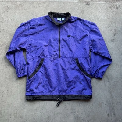 Chaqueta cortavientos vintage años 90 bicicleta cuarto cremallera púrpura y negra talla L Foto 1 de 4