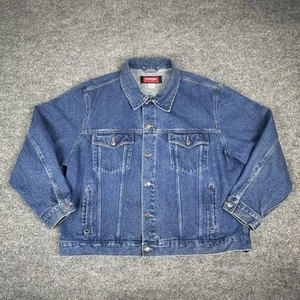 VTG Wrangler Hero Denim Jacket Mens 3XL Indigo Blue Jean Trucker Cotton 90s Y2K - Picture 1 of 13