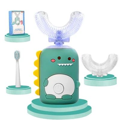 KAQINWX 儿童 U 形电动牙刷 2-12 岁,可充电幼儿... — 第 1/4 张图片