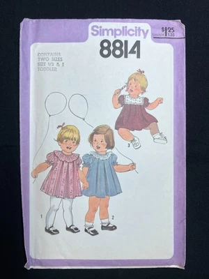 Simplicity Sewing Pattern 8814 Toddler's Dress Size 1/2 and Size 1 - Image 1 of 4