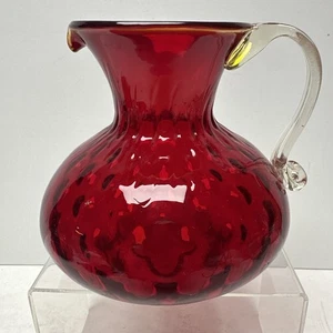 Pilgrim Glas rubinrot gesteppte Optik Krug Griff Rand leuchtet mundgeblasen 5" - Bild 1 von 8