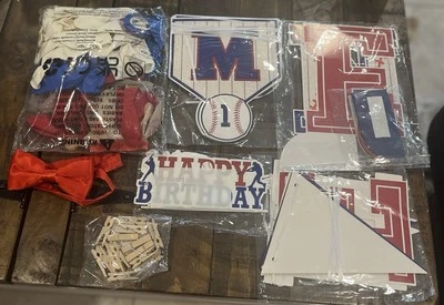 Baseball 1st Birthday Party Decorations Boy Rookie Photo Banner Balloons - Image 1 of 4