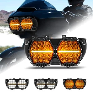 For Harley Road Glide CVO & SE 2018-2022 DOT 240W Dual Honeycomb LED Headlight - Picture 1 of 11