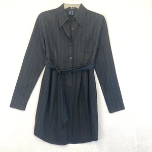 Vintage Romeo Gigli Shirt Dress Womens Italian 40 US 6 Gray Pinstripe Italy 90s - Picture 1 of 17