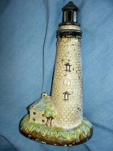 Vintage 1930s, Cast Iron Lighthouse Still Coin Bank - Approx. 6 1/4" tall - Picture 1 of 6