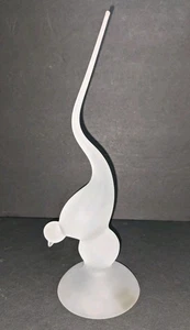 Vintage Viking Epic Long Tail Bird Glass Frosted Clear 9" Figurine Sculpture MCM - Picture 1 of 3
