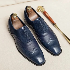 38-48 Mens Wing Tip Brogues Lace Up Formal Dress Business Wedding Shoes Splicing - Picture 1 of 26