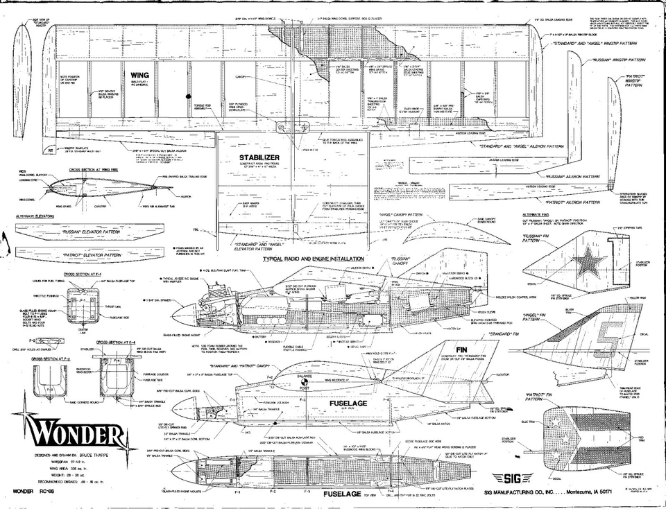 SIG WONDER R/C FLYING WING PLAN - Image 1 of 1
