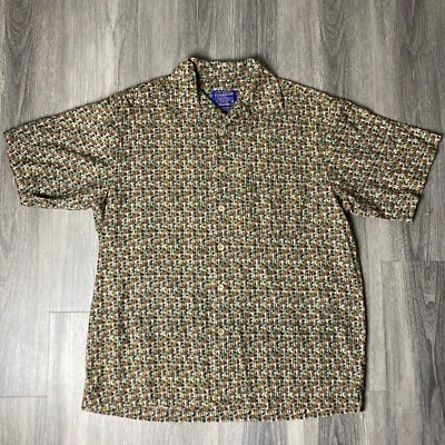 Camisa Pendleton Para Hombre M Geométrica Mezcla Bambú Manga Corta Abotonada Campamento Foto 1 de 4