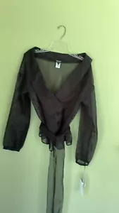 Worth Black Yarn Dyed Organza Stripe Wrap Entrancemaker Size L Jacket Blouse NWT - Picture 1 of 12