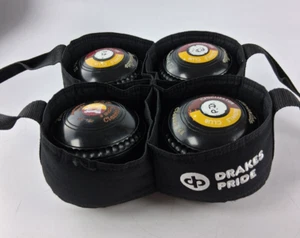 Set Of 4 Henselite 3H Classic II Bowls With Carrier Drakes Pride Carrier - Bild 1 von 6