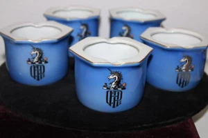 SET 5 Fukagawa Porcelain Ashtrays UNICORN / Dragon Gilt Silver Made in Japan - Picture 1 of 3