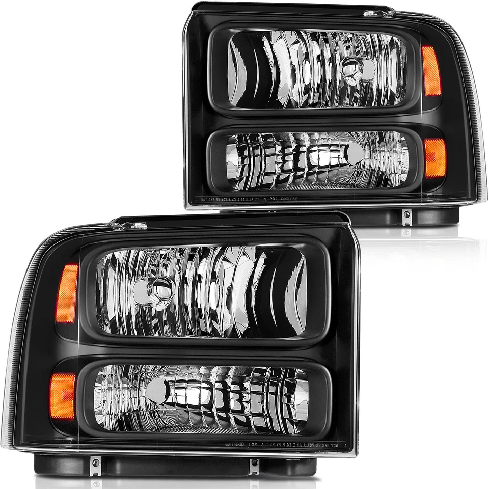 Conjunto de faros negros lado conductor y pasajero para Ford F250-F450 2005-2007 Foto 1 de 4