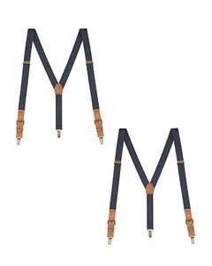 Buyless Fashion Leather End 2 Pack Suspender Men - 48" Adjustable Straps 1" - Y - Picture 1 of 84