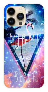 Coque en silicone imprimée compatible Apple iPhone 14 Pro Max Miami beach - Photo 1 sur 3
