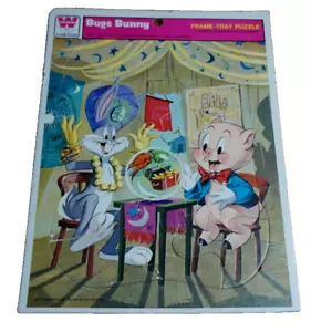 Vintage 1973 Whitman 12 Piece Frame Puzzle Bugs Bunny Porky Pig Warner Brothers - Picture 1 of 2