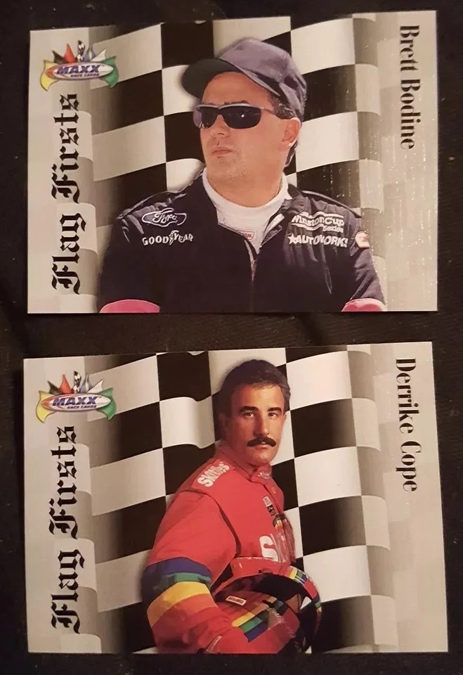 1997 Upper Deck Maxx NASCAR Flag Firsts #11 Brett Bodine & #12 Derrick Cope - Image 1 of 4