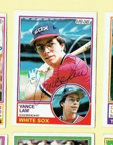 1983 OPC O-Pee-Chee Baseball Card Autographed Chicago White Sox #98 Vance Law