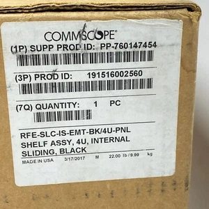 Commscope 760147454 RFE-SLC-IS-EMT-BK/4U-PNL 4U Internal Sliding Shelf, Black - Picture 1 of 5
