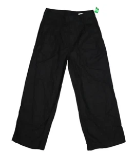 Gap Linen Cotton Pleated Pants Black Wide Leg Casual Pants Womens 8 Petite - Picture 1 of 13