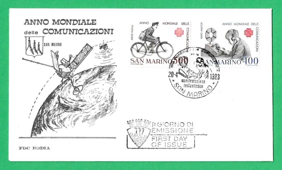 SAN MARINO ~ ANNO MONDIALE DELLE COMUNICAZIONI FIRST DAY COVER ~ 20th APRIL 1983 - Image 1 of 1