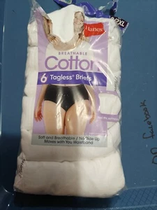 P4-Womens Hanes 6 Pack Size 9/2XL No Ride Up Cotton Hi-Cut Brief Underwear White - Picture 1 of 2
