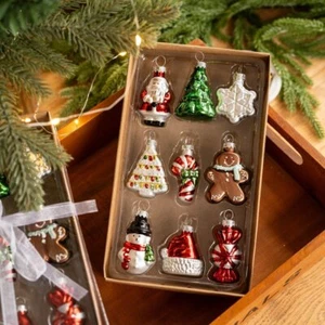 9er/Set Weihnachtskugeln Mini Christbaumkugeln Glas Christbaumschmuck Xmas Deko, - Bild 1 von 6