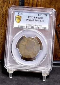 1787 Colonial CT1/2P Draped Bust Left - PCGS VG08 (59343-L) - Picture 1 of 12