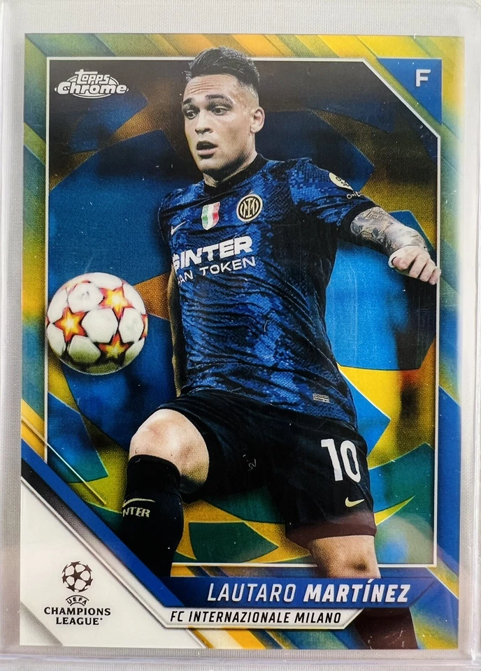 Lautaro Martinez 2021-22 Topps Chrome UEFA UCL Blue Gold Starball #/75 SP Inter - Image 1 of 2