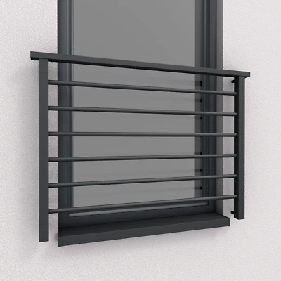 Anthrazit Französischer Balkon Aluminium Stabgeländer Balkongitter Fenstergitter - Bild 1 von 2