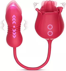 Sex Toys Rose Vibrator Dildo - MOOLIGIRL 4IN1 Adult Toys for Women with 9 Tongue - Picture 1 of 9
