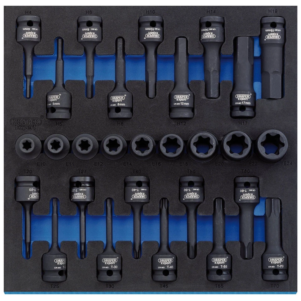 Draper 1/2 Square Dr Impact TX-STAR & Hex Socket Set in 1/2 Drawer EVA Insert - Image 1 of 1