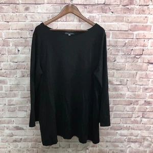 Bryn Walker Top Women Large Black Heavy Knit Pullover Long Sleeve Stretch Tunic - Picture 1 of 12