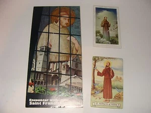 Folleto Encuentro con la Basílica de San Francisco de Asís años 80 más 2 Tarjetas Sagradas - Imagen 1 de 2